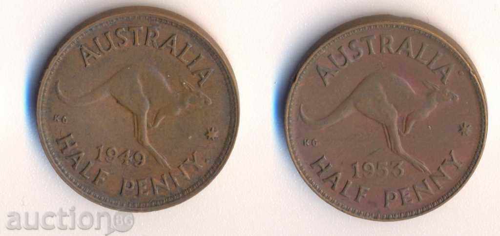 Австралия 2х1/2 пени 1949 и 1953 година