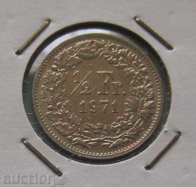 Elveția 1/2 Franc 1971.