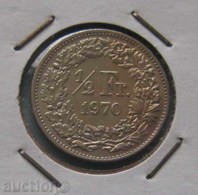 Elveția 1/2 Franc 1970.
