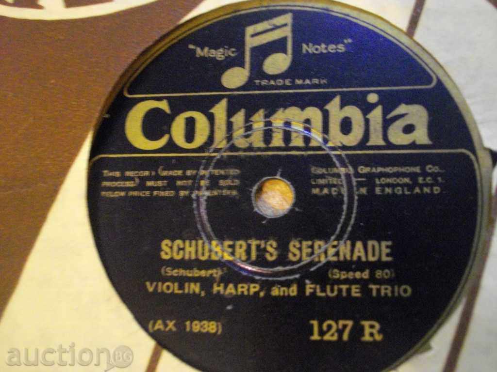 Грамофонна плоча от *Columbia* - "SCHUBERT'S SERENADE" с цена 5.00 лв. | € 2.56 Грамофонна плоча от *Columbia* - "SCHUBERT'S SERENADE" с цена 5.00 лв. | € 2.56