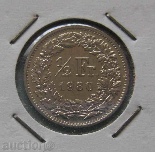 Elveția 1/2 Franc 1980.