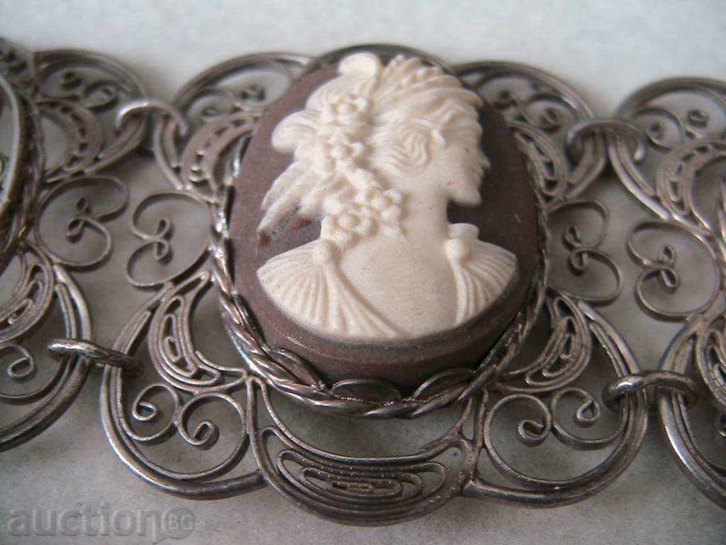 Interesting SILVER FILIGREE BRACELET, SILVER, GEM, CAMEO - 5 Interesting SILVER FILIGREE BRACELET, SILVER, GEM, CAMEO - 5