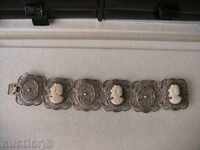 Interesanta BRATARA FILIGRANA DE ARGINT, ARGINT, GEM, CAMEO