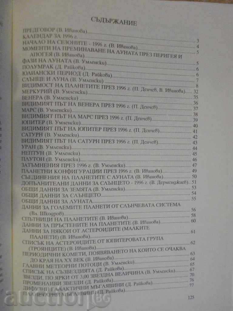 Delivery of Book '' Astronomical Calendar 1996 - V. Ivanova '' - 126 pp.