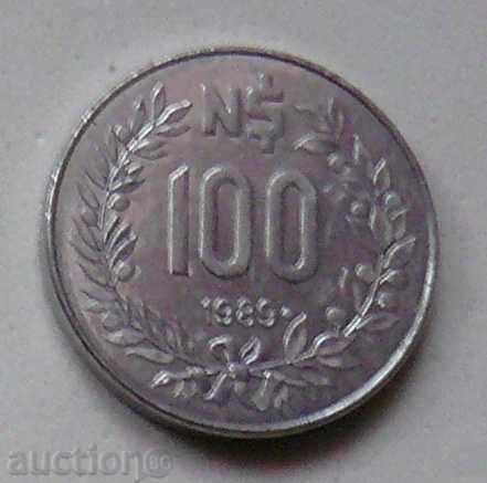 100 нови песос 1989 Уругвай