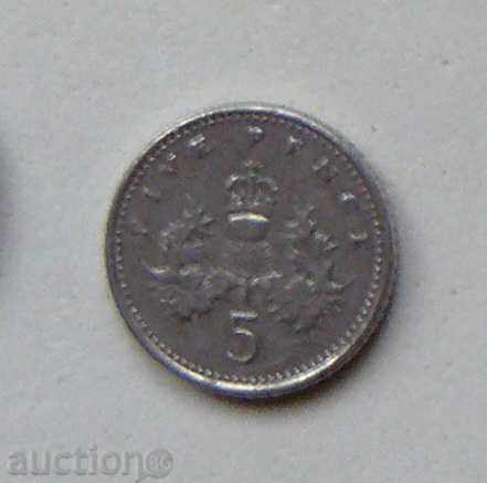 5 pence 1990 England