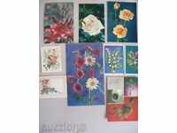 Lot καρτ-ποστάλ με λουλούδια - 9 τεμ