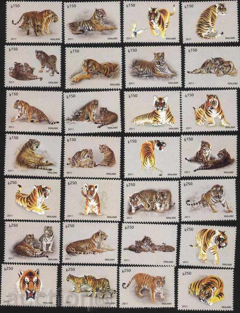 Чисти марки Тигри 2011 от Малави