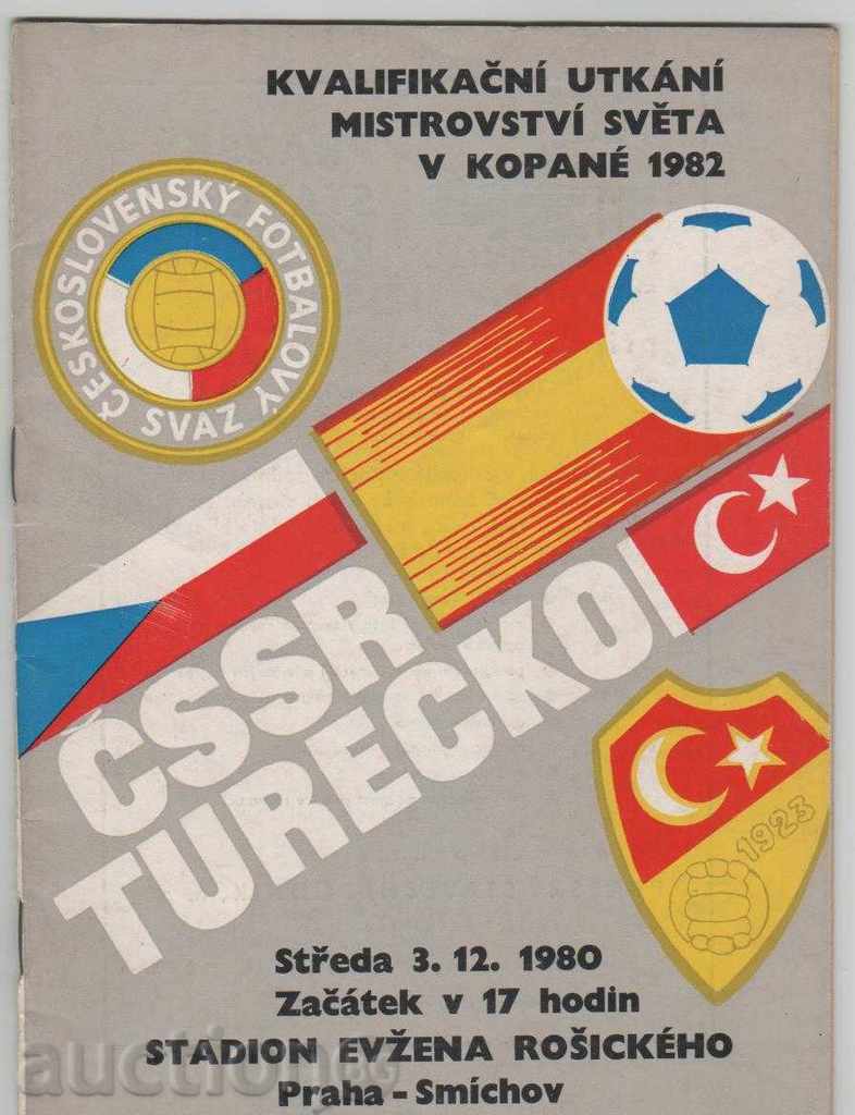 Football program Czechoslovakia-Turkey 1980