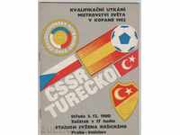 Футболна програма Чехословакия-Турция 1980