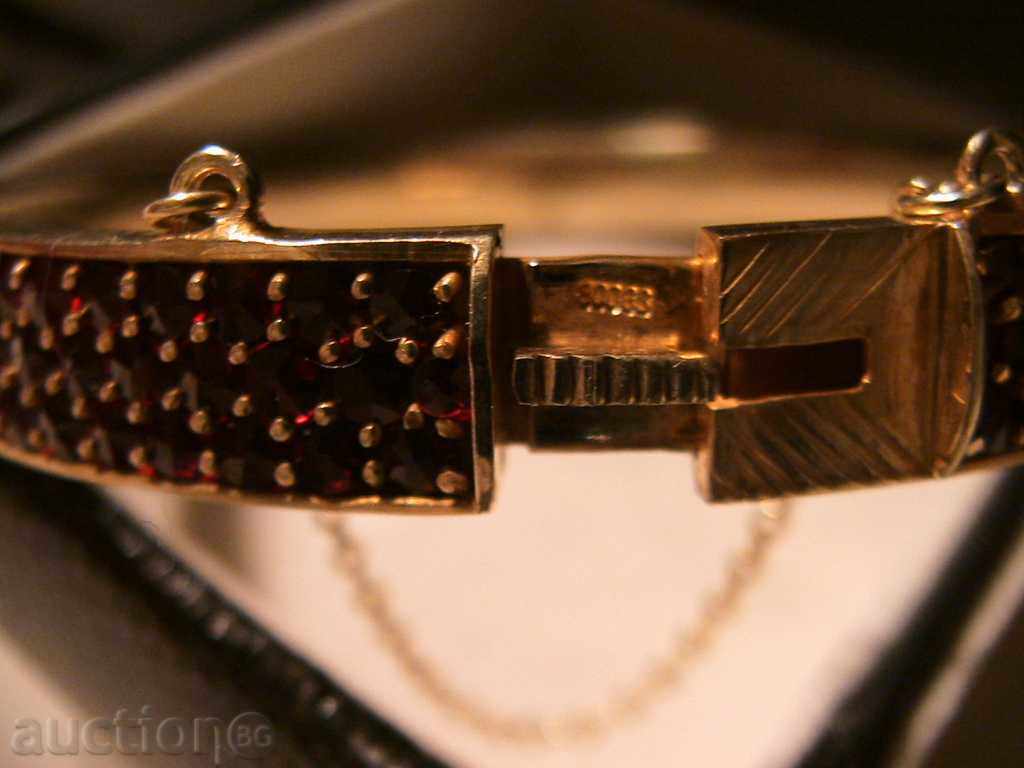 ORIGINAL SILVER BRACELET with NATURAL GARNET, 900 SILVER - 5 ORIGINAL SILVER BRACELET with NATURAL GARNET, 900 SILVER - 5