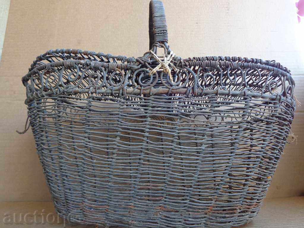 Auction  An old metal basket, basket, cage, picnic