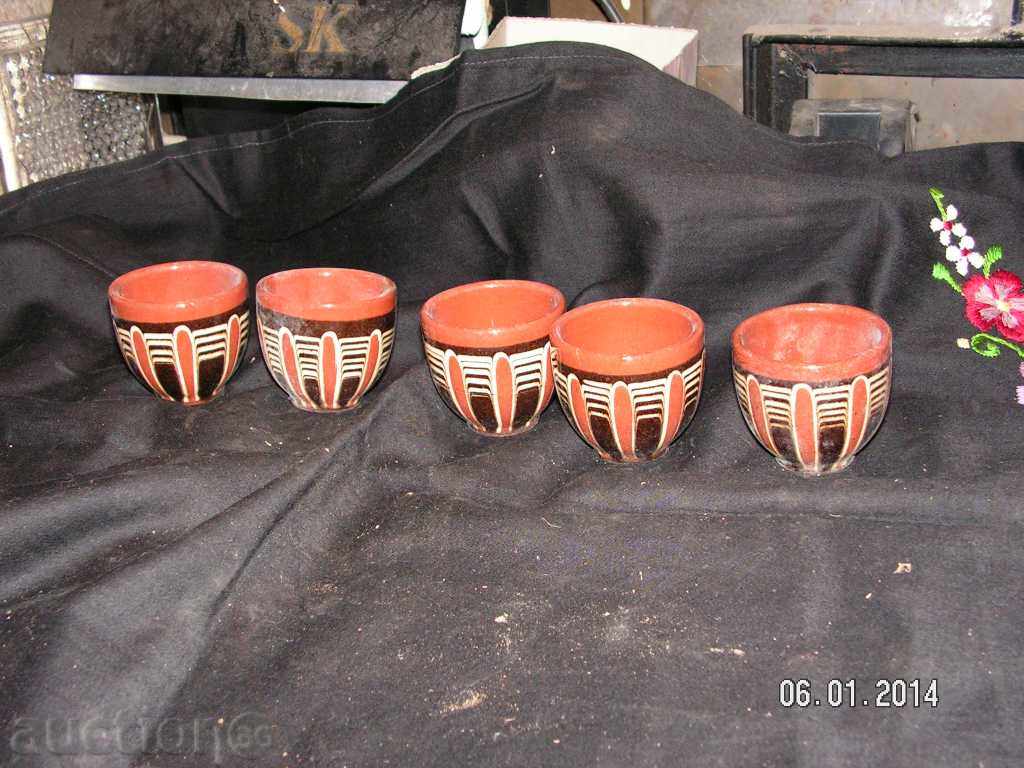 1732. ceramică STAR BIT CUPS SERVICE coniac glazurate