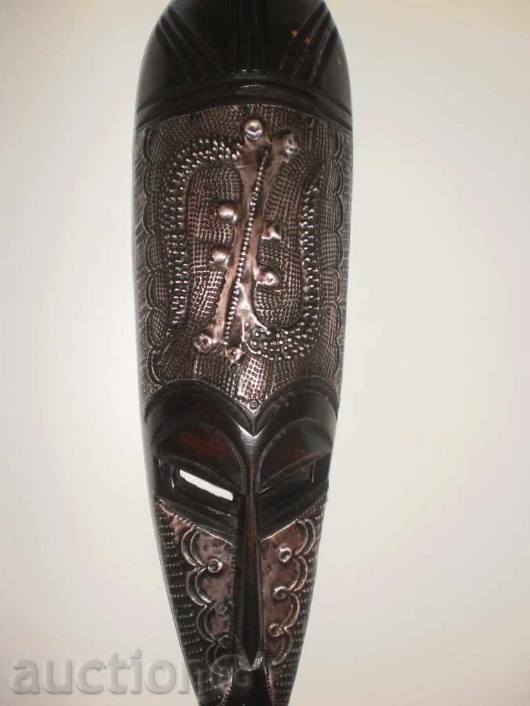 African mask of ebony and copper-5 + with price 109.00 BGN | € 55.73