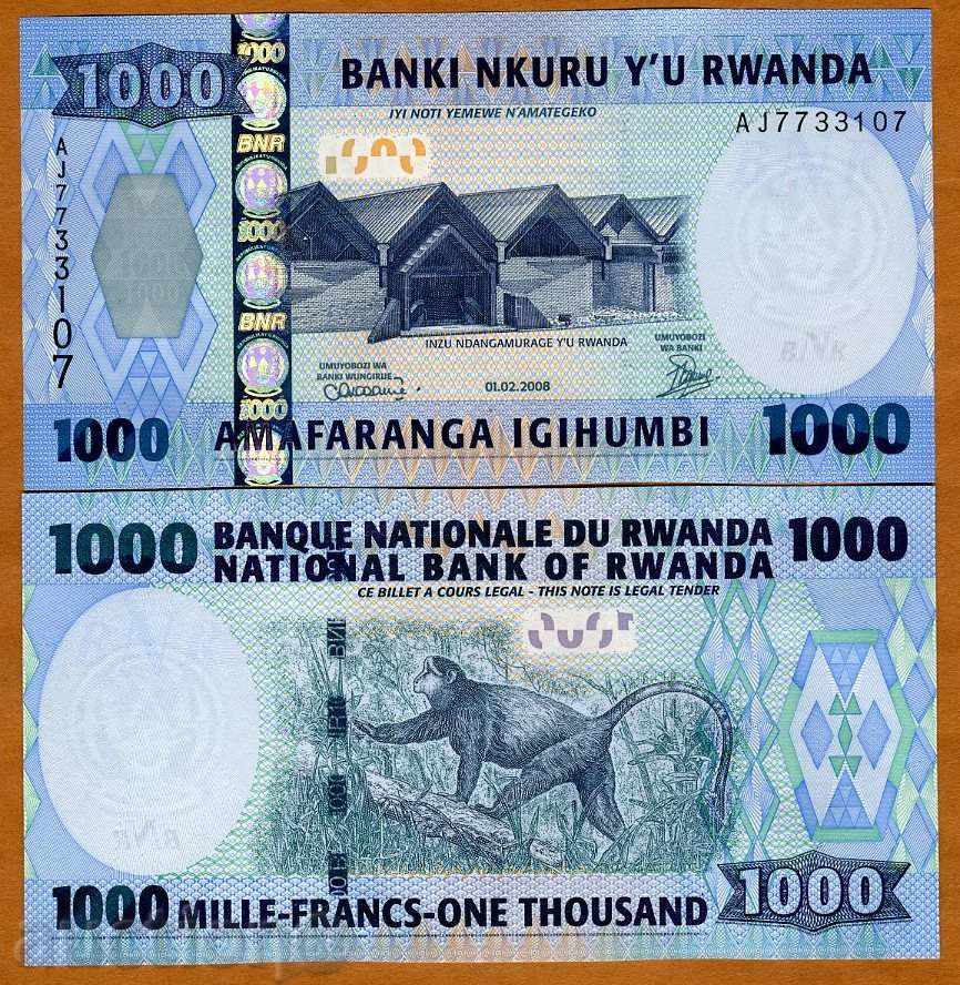 RWANDA +++ +++ 1000 UNC FRANCA 2008