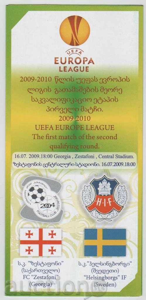 Programul de fotbal Zhestafoni Georgia-Helzinborg 2009