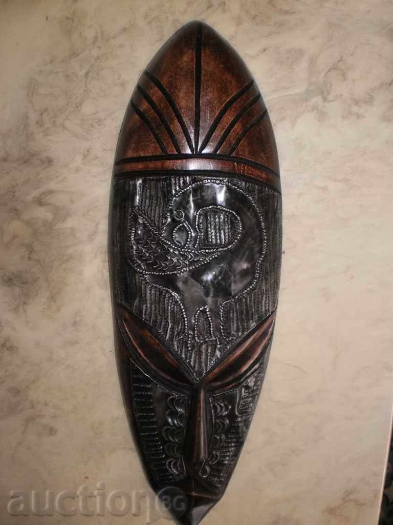African mask of ebony and copper-7, large with price 109.90 BGN | € 56.19