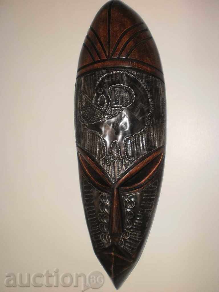 African mask of ebony and copper-7, large - 6