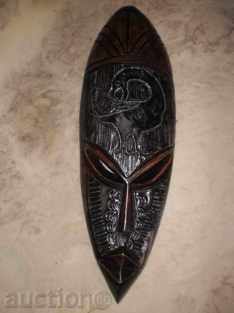 African mask of ebony and copper-7, large