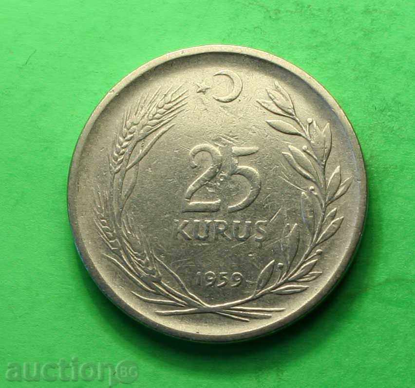 Turcia 25 kuru 1959