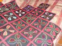 Ancient tablecloth, wallpaper, bedding, hood