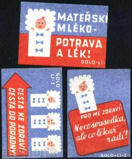 3 match labels from the Czechoslovak Lot 1018