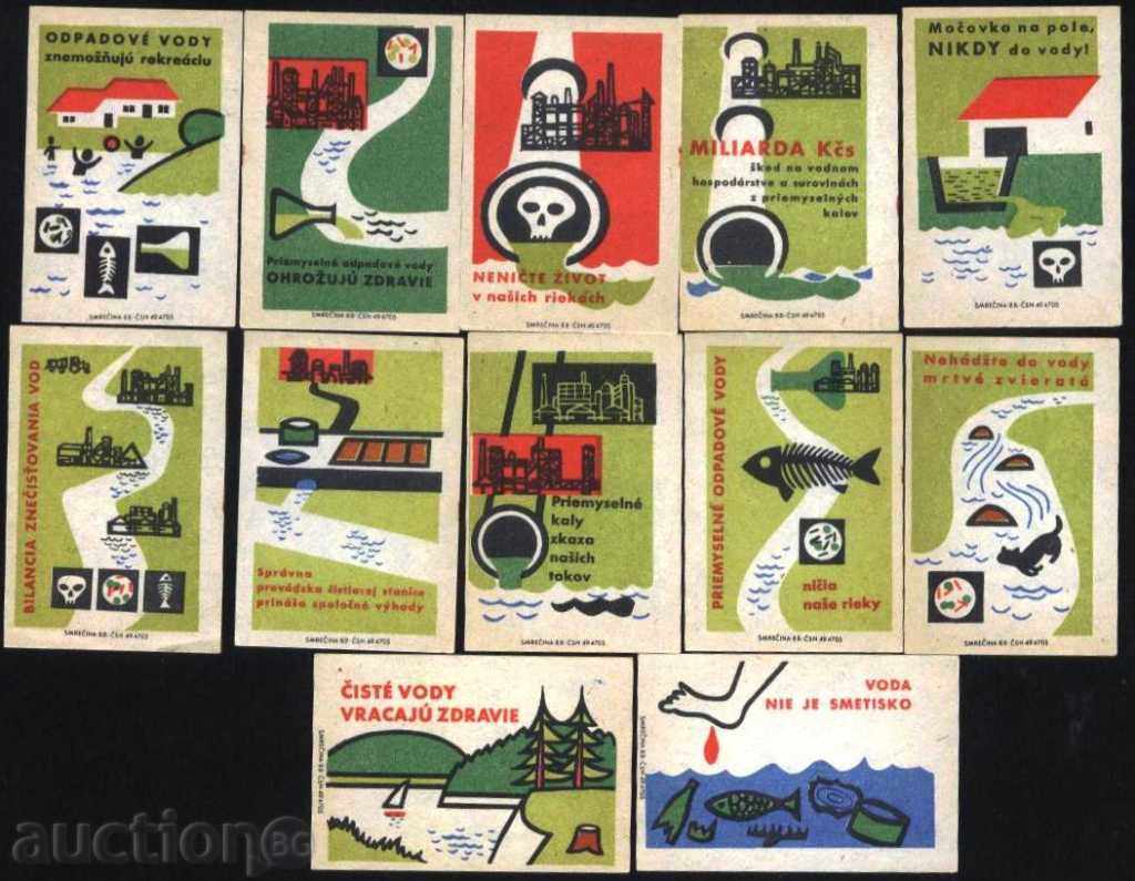 12 Matching Labels Nature Conservation Czechoslovakia 1020