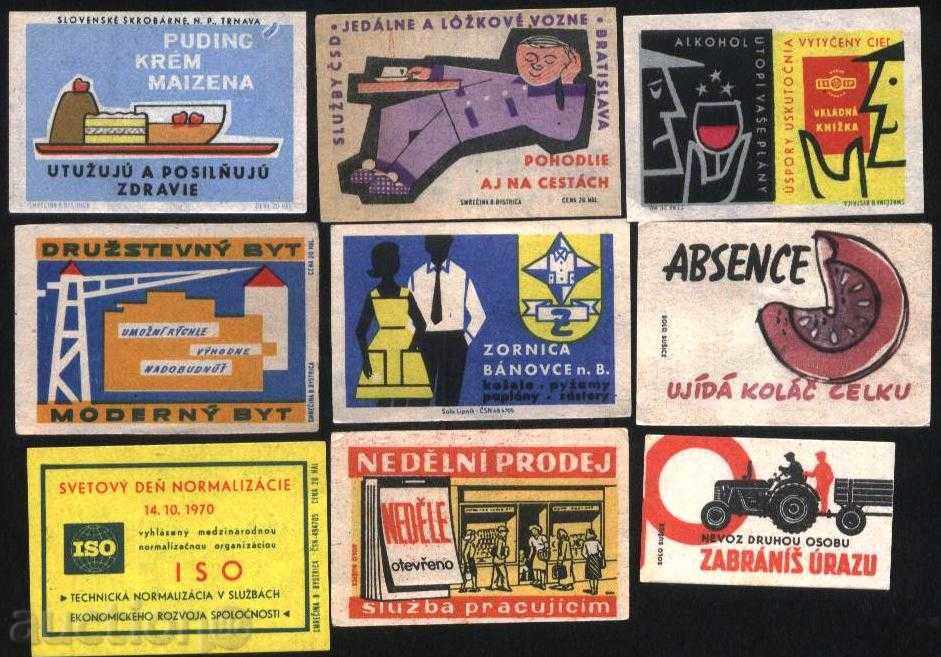 9 Etichete Cehoslovacia Lot cutie de chibrituri 1021