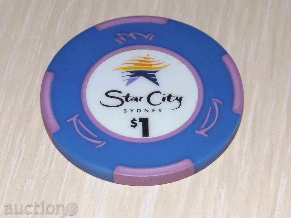 Chip 1 dolar Star City Australia