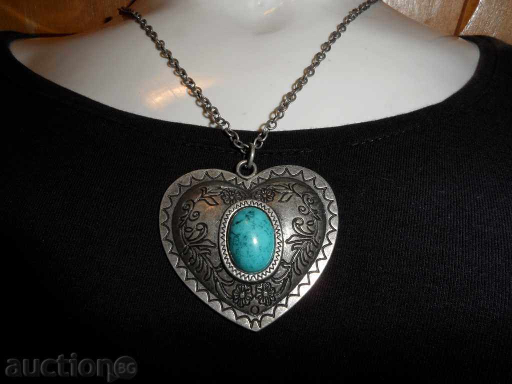 WHITE HEART with turquoise