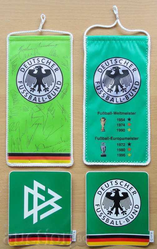 German Football Association flags and stickers, autographs