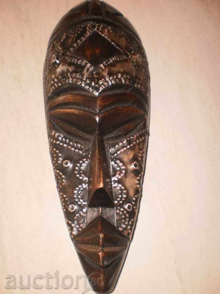 African mask of ebony and copper-14, medium