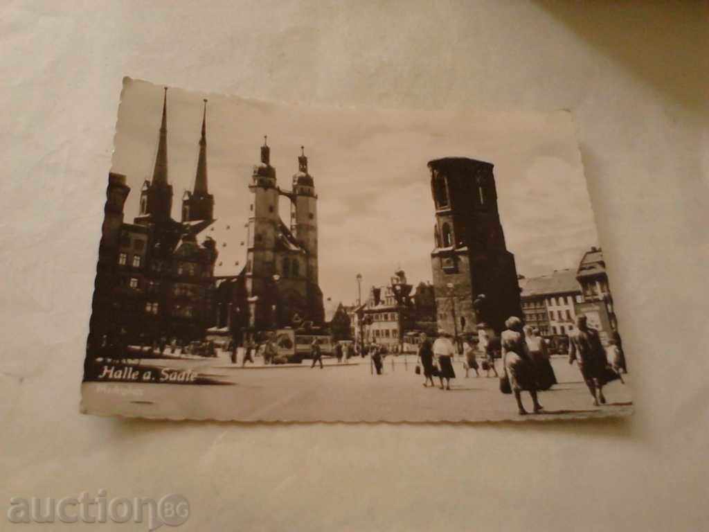 Postcard GDR Halle and Saate Marktplatz