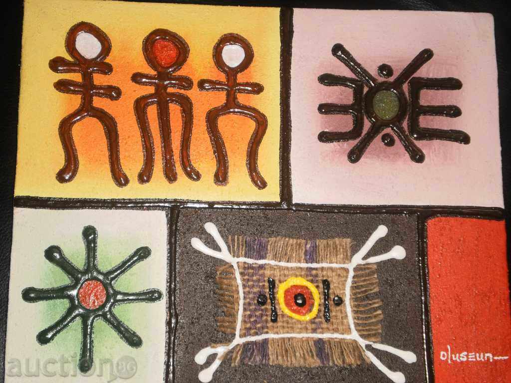 Auction African oil and colored paraffin painting-series-1 Auction African oil and colored paraffin painting-series-1