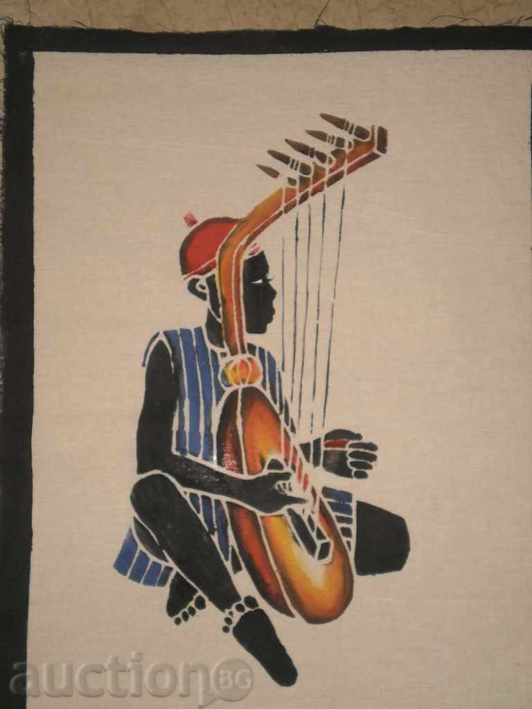 Музикант-картина в техника батик