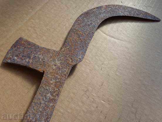 Old hand-made fork, wrought iron, chopper - 7