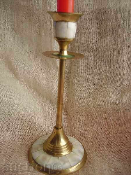 I sell a candlestick-bronze and mother of pearl with price 32.00 BGN | € 16.36 I sell a candlestick-bronze and mother of pearl with price 32.00 BGN | € 16.36