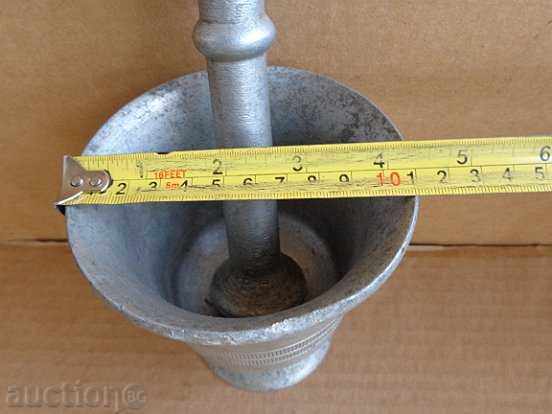 Auction Old white metal mortar, pestle, mortar Auction Old white metal mortar, pestle, mortar