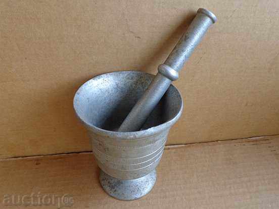Old white metal mortar, pestle, mortar - 7 Old white metal mortar, pestle, mortar - 7
