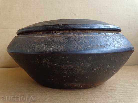 Old wooden vessel, sahane, pan, bowl with lid, wooden with price 95.00 BGN | € 48.57 Old wooden vessel, sahane, pan, bowl with lid, wooden with price 95.00 BGN | € 48.57