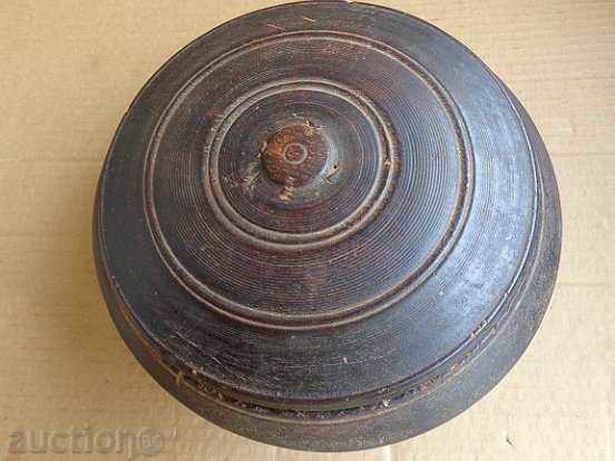 Auction Old wooden vessel, sahane, pan, bowl with lid, wooden Auction Old wooden vessel, sahane, pan, bowl with lid, wooden