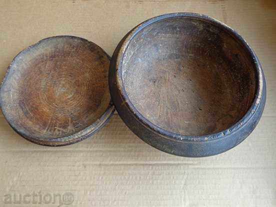 Old wooden vessel, sahane, pan, bowl with lid, wooden - 5 Old wooden vessel, sahane, pan, bowl with lid, wooden - 5
