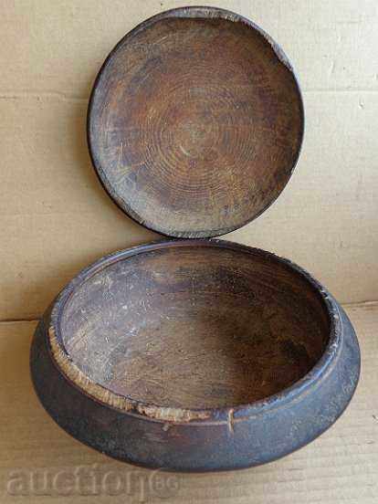 Old wooden vessel, sahane, pan, bowl with lid, wooden - 7 Old wooden vessel, sahane, pan, bowl with lid, wooden - 7