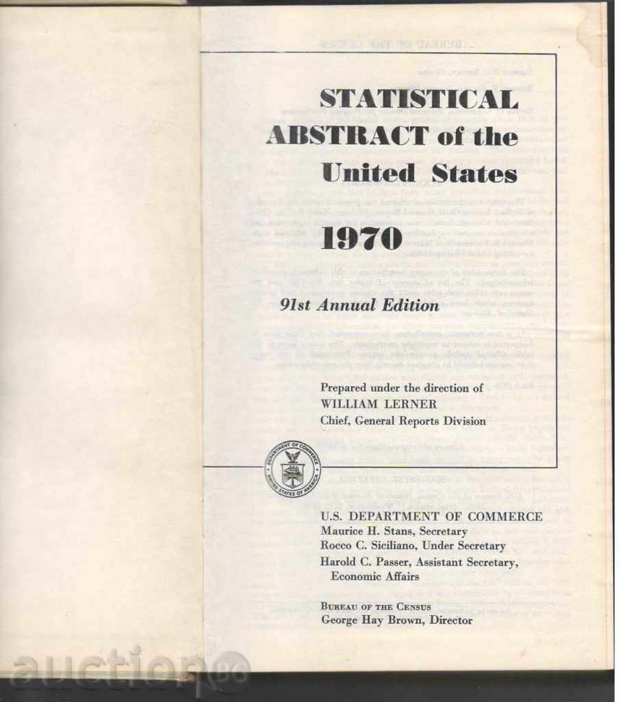 Statistical Abstract of United States, 1970 with price 53.00 BGN | € 27.10