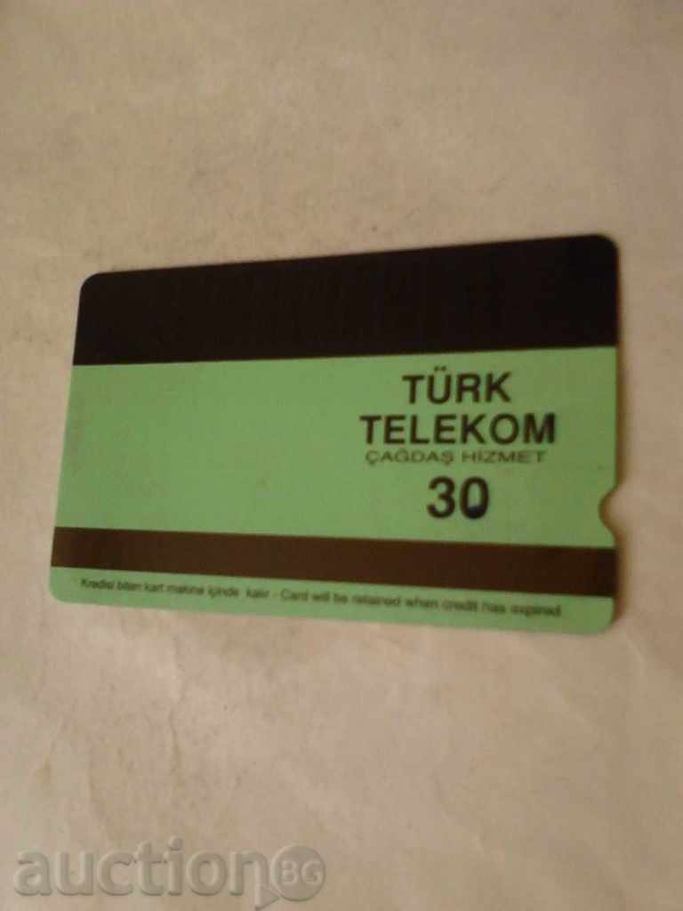 Phonecard TURK TELEKOM 24.4.1997 30 with price 0.65 BGN | € 0.33 Phonecard TURK TELEKOM 24.4.1997 30 with price 0.65 BGN | € 0.33