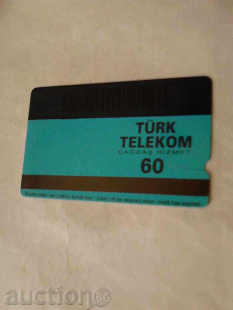 Phone card TURK TELEKOM 24.4.1996 60 with price 0.65 BGN | € 0.33 Phone card TURK TELEKOM 24.4.1996 60 with price 0.65 BGN | € 0.33