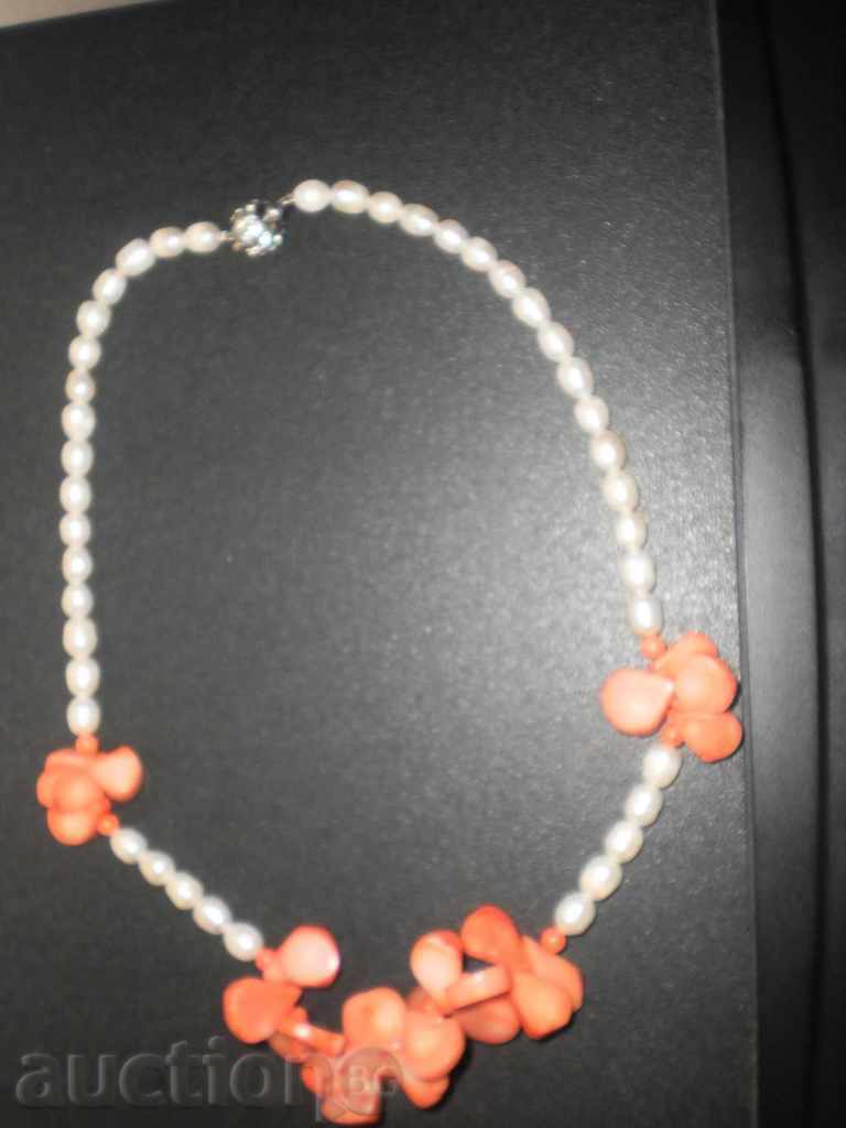 Gerard of natural coral and white pearls-4