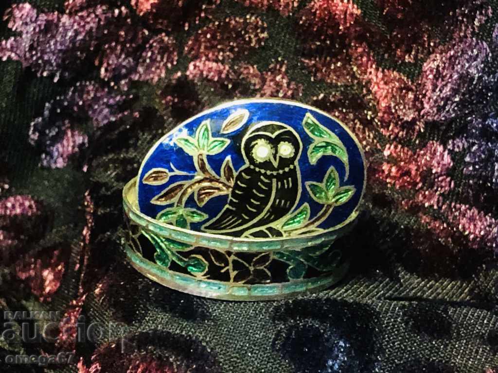 Silver enameled pillbox - 7 Silver enameled pillbox - 7