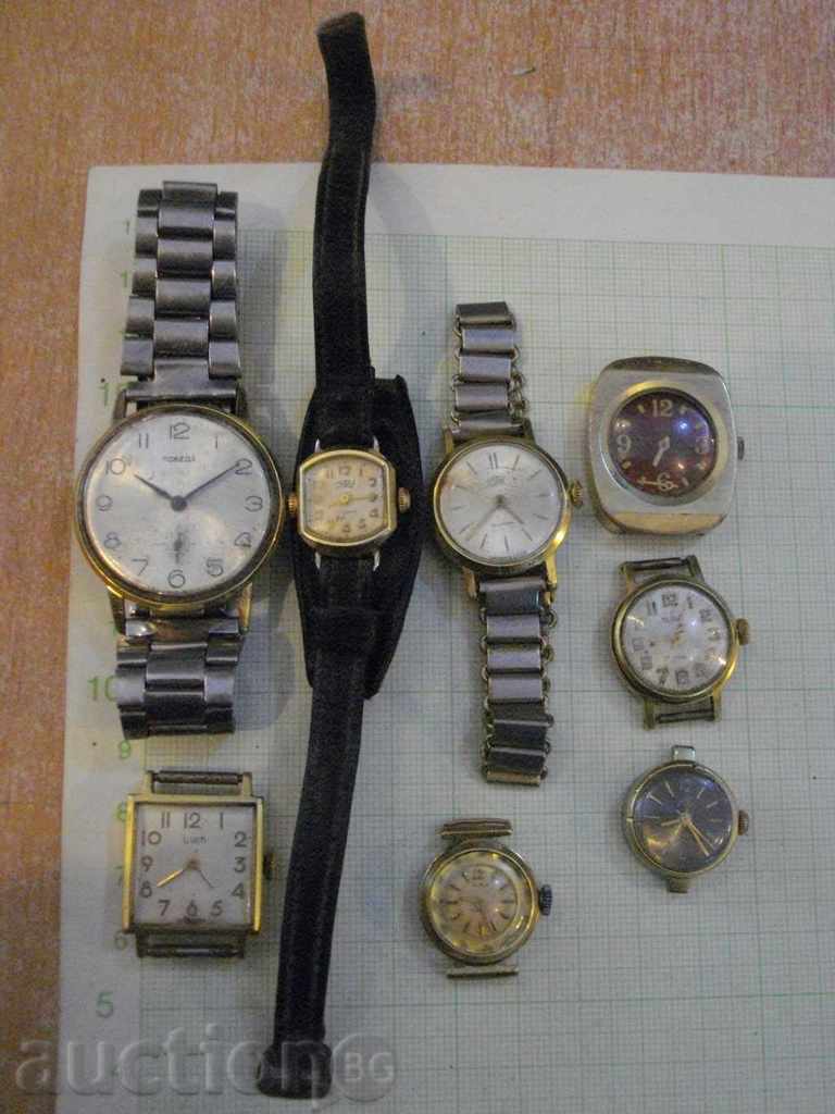 Лот от 8 бр. позлатени ръчни съветски часовника