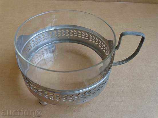 An old glass sugar bowl, a bowl, a bowl